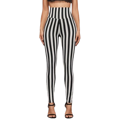 evlira High Waist Vertical Striped Cropped Leggings