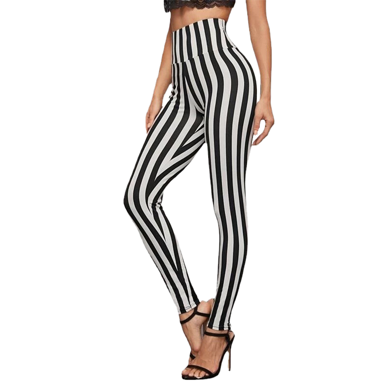 evlira High Waist Vertical Striped Cropped Leggings