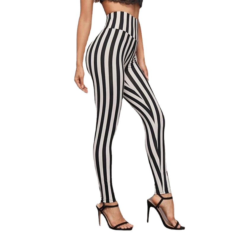 evlira High Waist Vertical Striped Cropped Leggings